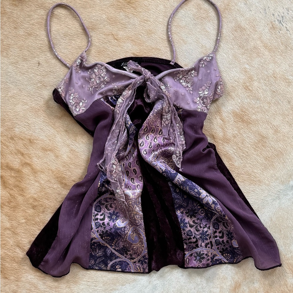 Elegant Vintage Purple Patchwork Camisole